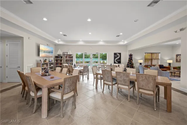 a view of a dining area with furniture