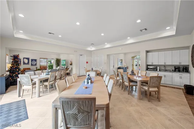 a view of a dining area with furniture