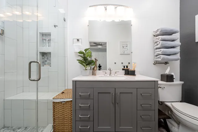 a bathroom with a shower