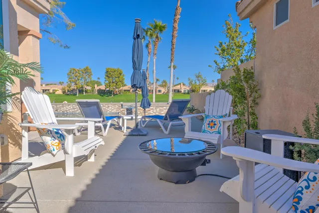 a outdoor view with a sitting space