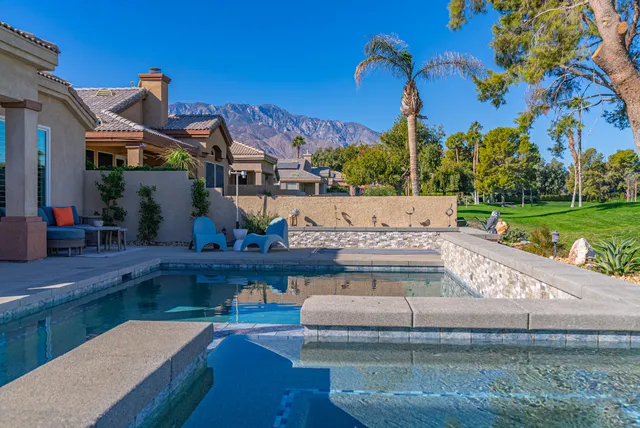 a view of a lake with a palm trees