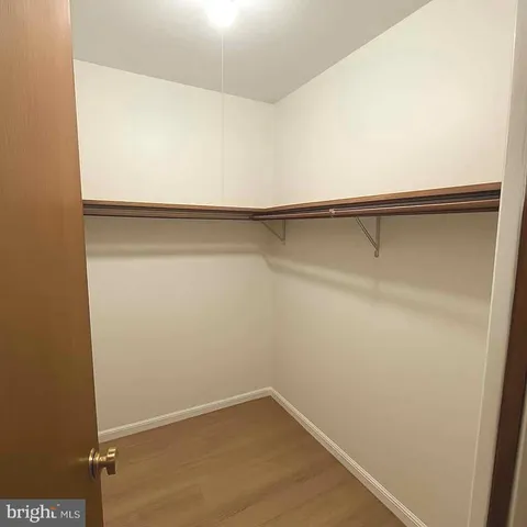 a close up view of closet