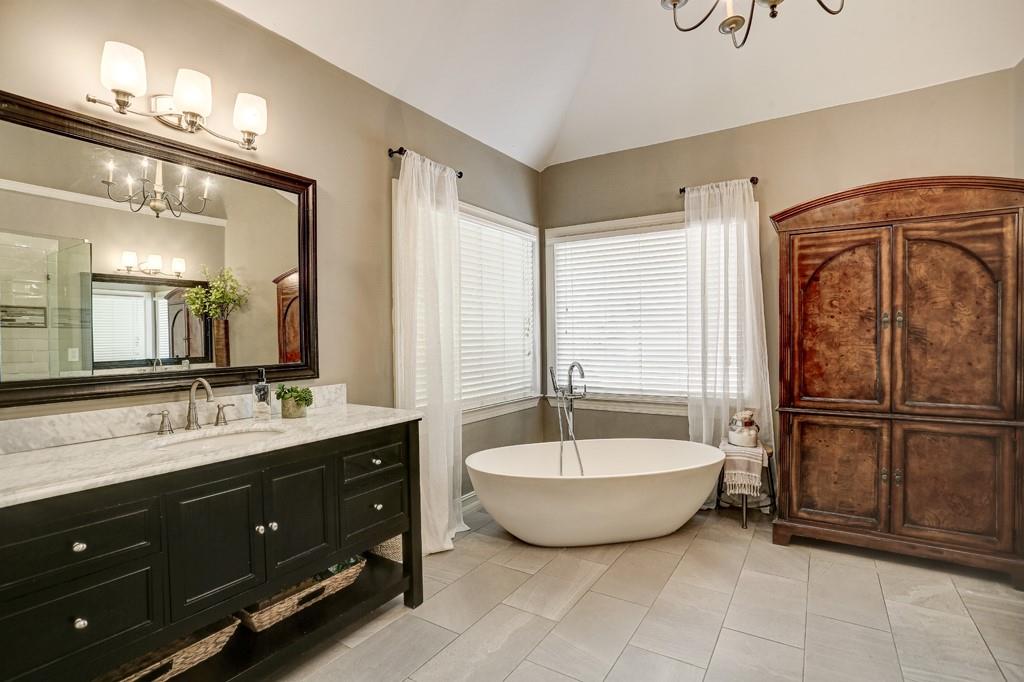 3805 Pennington Road Cumming, GA 30041 - Photo 47 of 63 a spacious bathroom with a double vanity sink and a mirror