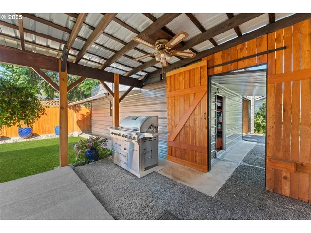 a view of a porch with a backyard