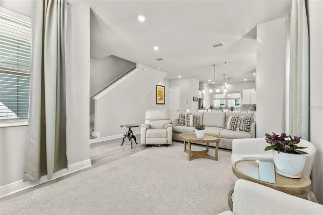 a view of a balcony with furniture