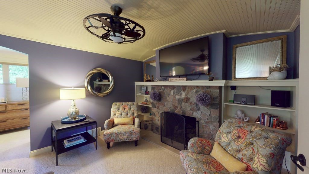 6556 Stone Road Hudson, OH 44236 - Photo 12 of 35 Sitting area and fireplace in master bedroom. Beadboard ceilings.