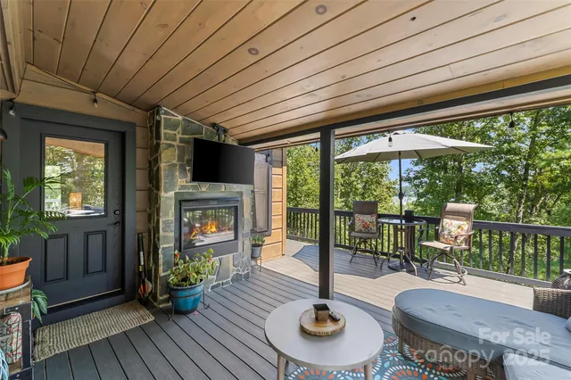 a balcony with an outdoor space