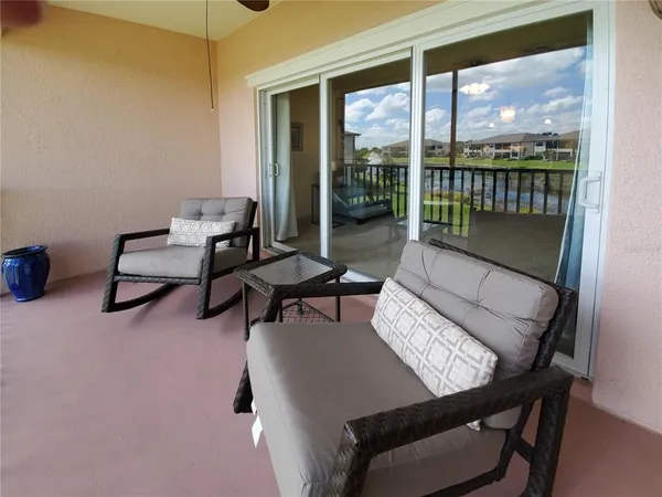 a outdoor living space with furniture