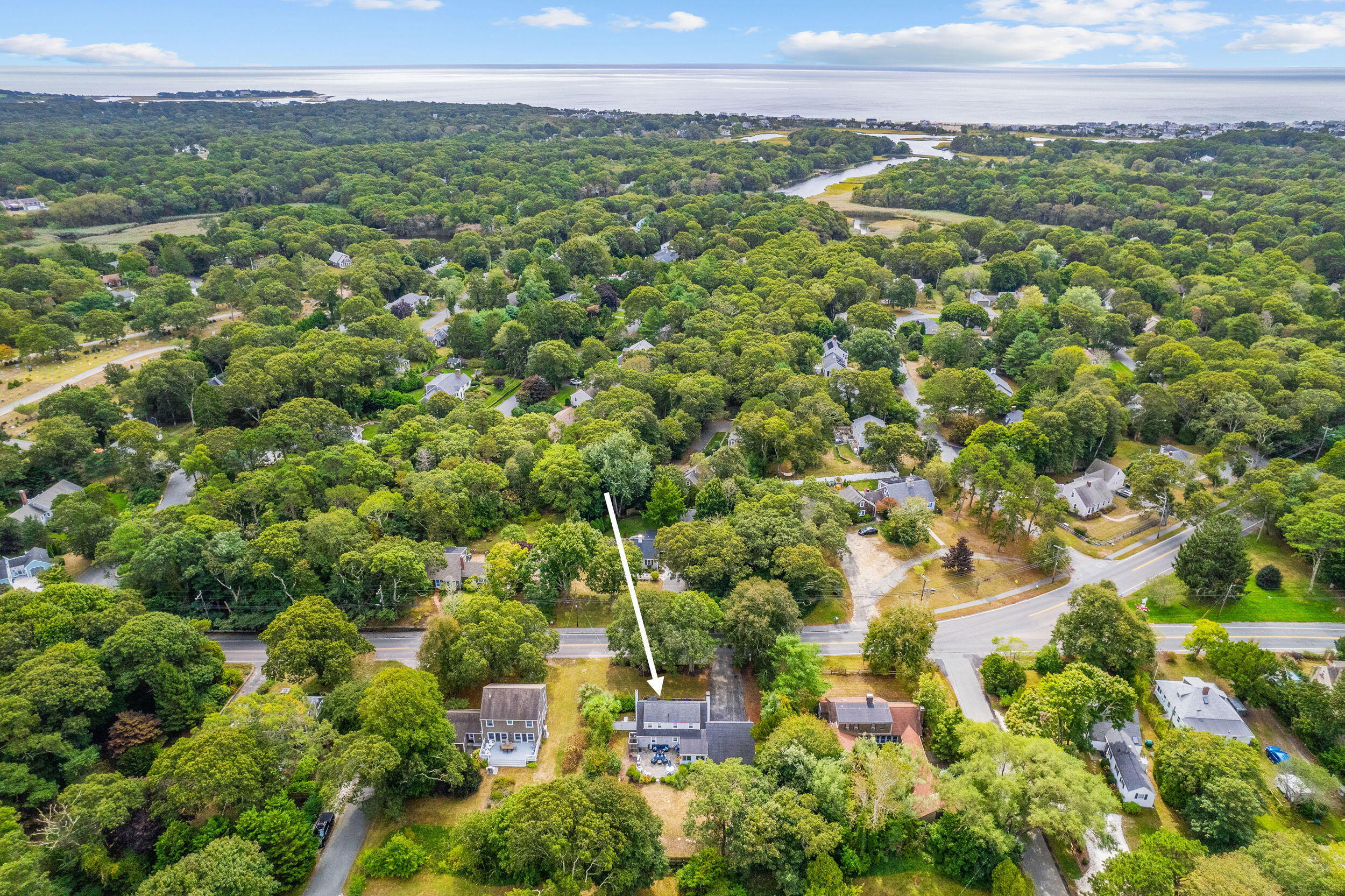 442 Pine Street Centerville, MA 02632 - Photo 33 of 43 an aerial view of a houses with a yard