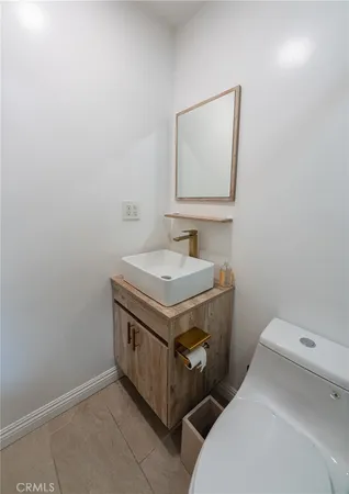 a view of a hallway with a couch