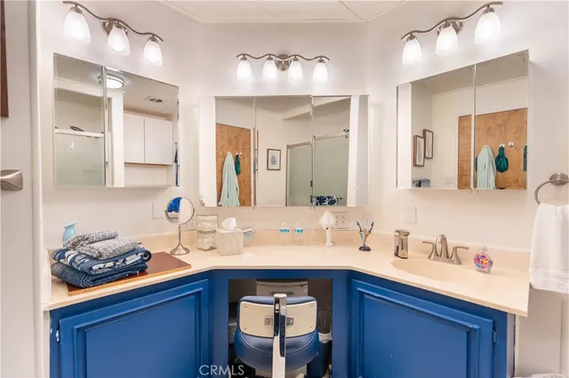 a bathroom with a shower curtain