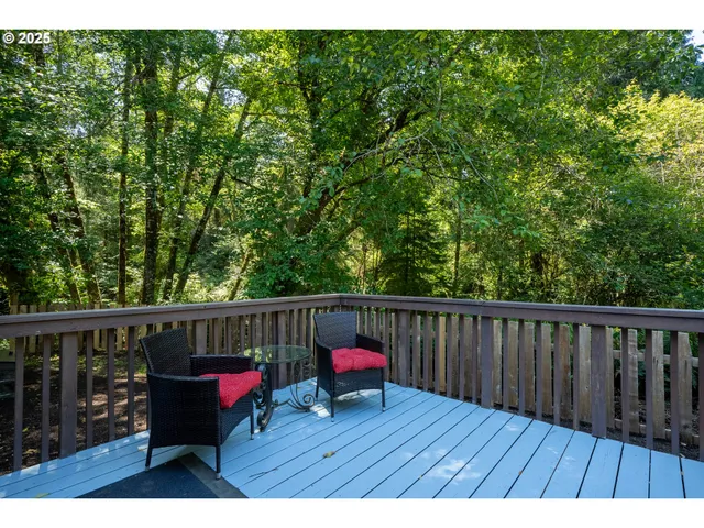 a view of a garden with a building