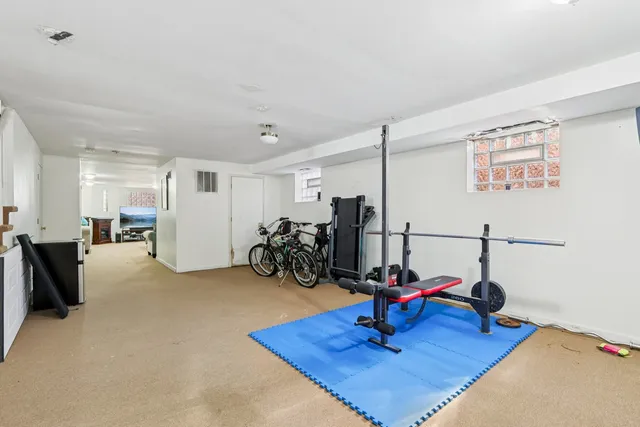 a view of a room with gym equipment