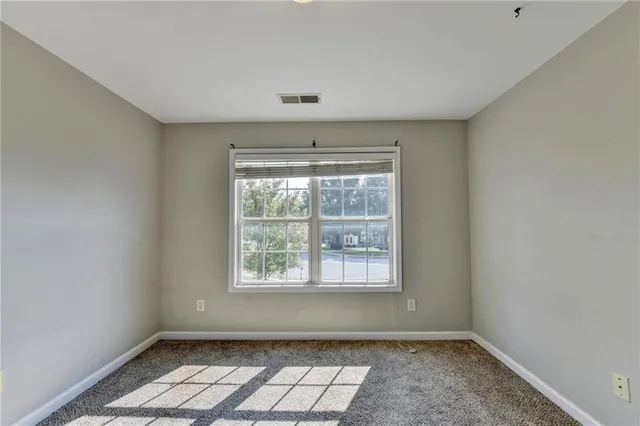 a view of a park with a big yard and potted plants
