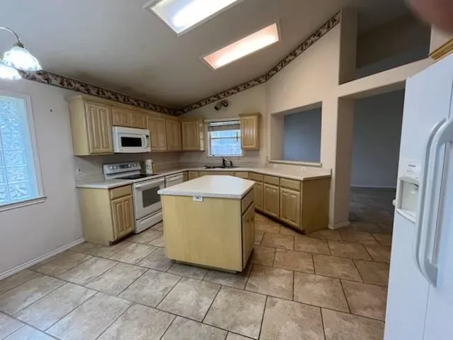 a kitchen with a stove a sink and a refrigerator