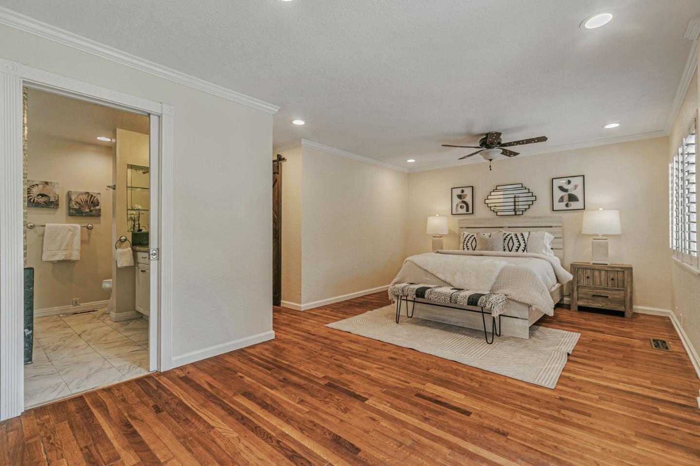 668 Curtner Avenue Campbell, CA 95008 - Photo 25 of 49 a bedroom with a bed and wooden floor