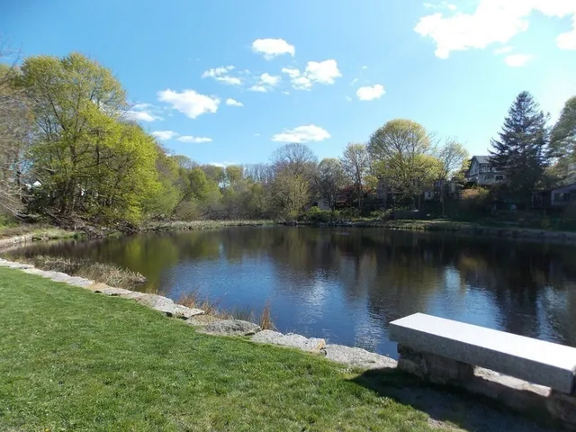 a view of a backyard with lawn chairs with a fire pit