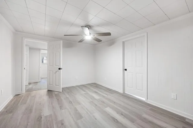 an empty room with windows