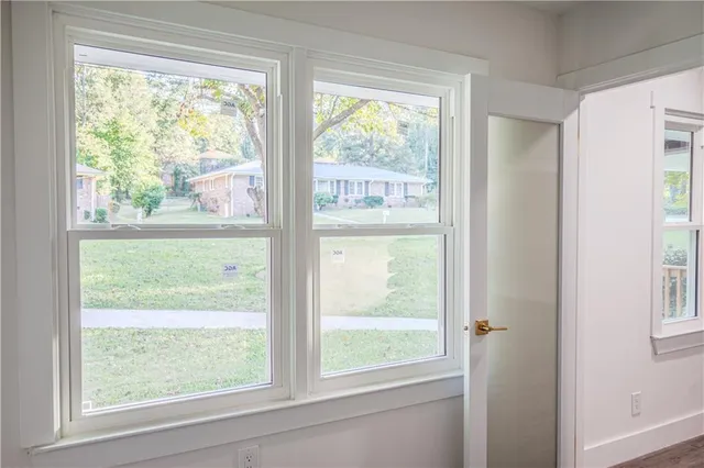 a view of a room that has a window