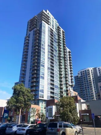 a front view of a building