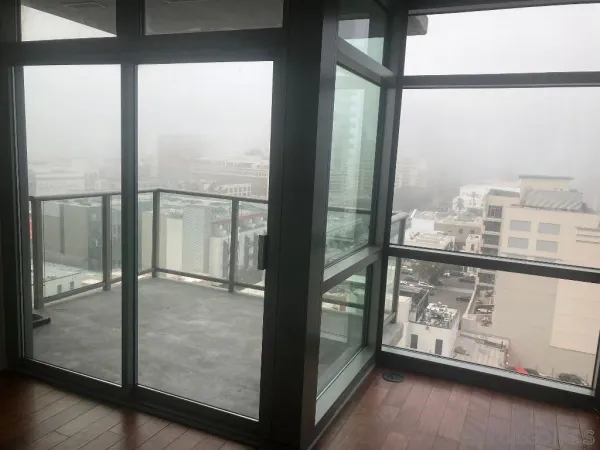 a view of a large window with an outdoor space