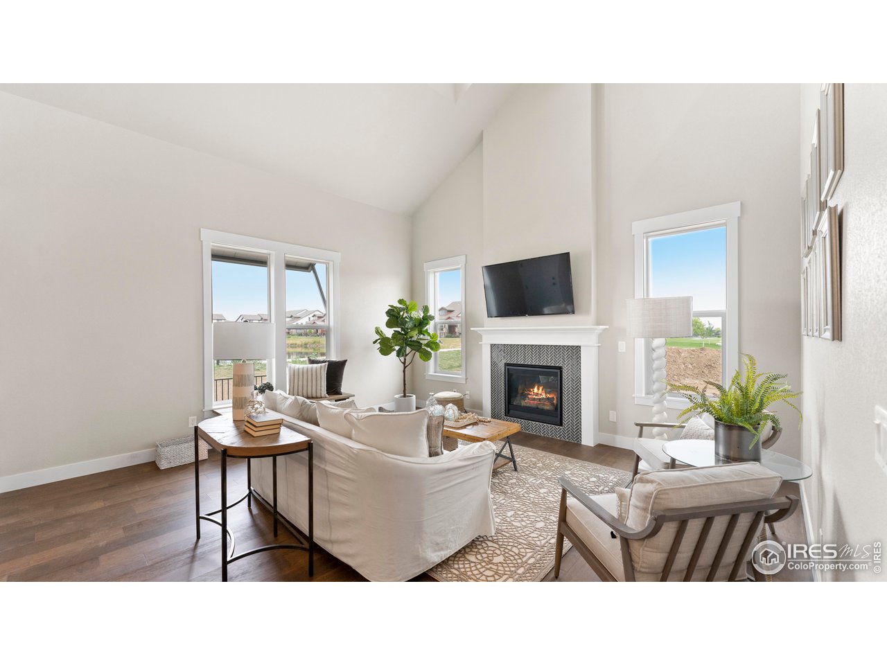 6226 Vernazza Way, Unit 4 Windsor, CO 80550 - Photo 8 of 33 a living room with furniture a fireplace and a potted plants