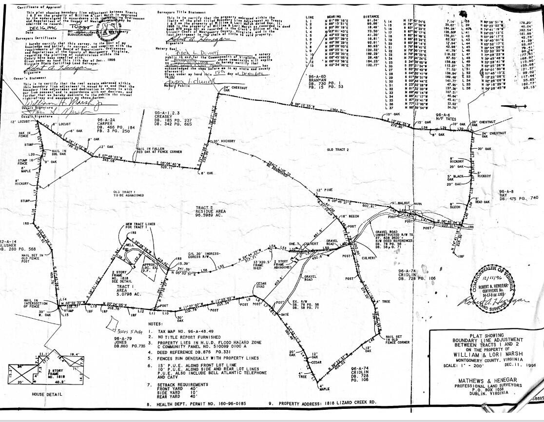 1818 Lizard Creek Road Shawsville, VA 24162 - Photo 59 of 62 Survey- Lizard Creek 1996