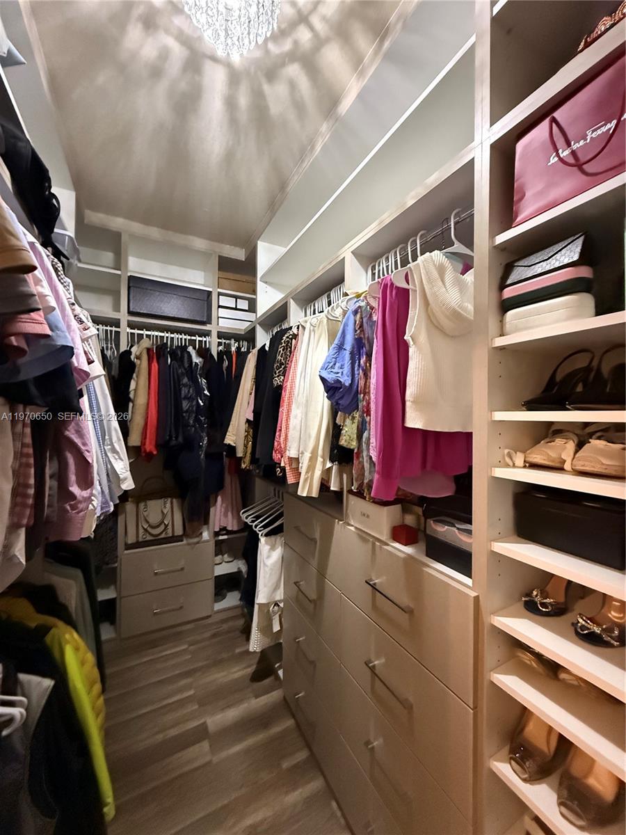 17012 Southwest 91st Street Miami, FL 33196 - Photo 15 of 22 a view of walk in closet with clothes and shoes