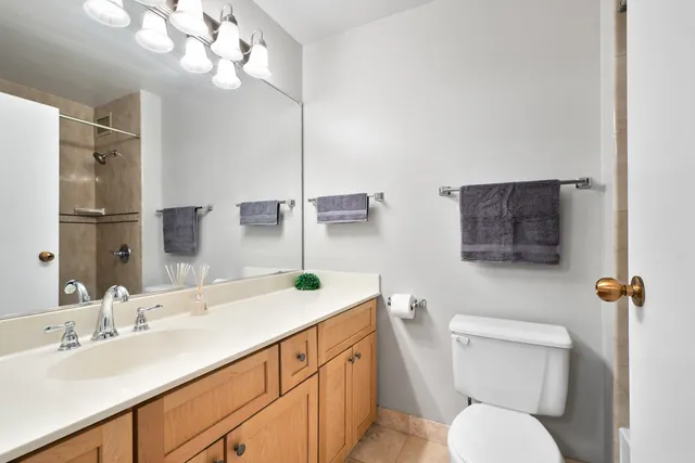 a bathroom with a toilet a sink and mirror