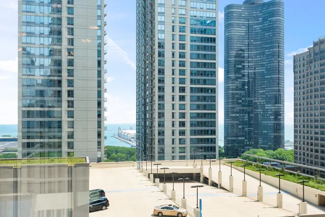 a view of a city with tall buildings