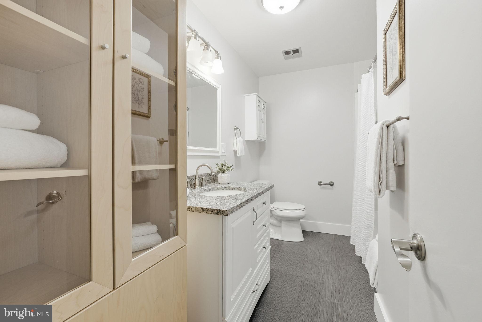 17509 Black Rock Road Germantown, MD 20874 - Photo 10 of 26 a bathroom with a granite countertop sink a toilet and shower