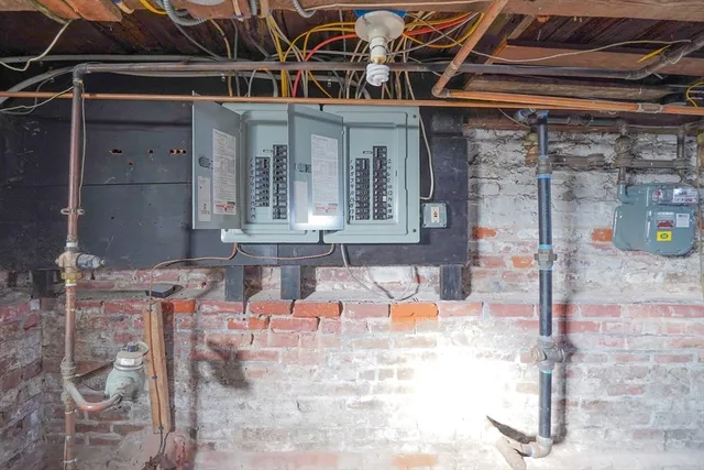 a view of a room with shelves