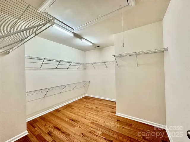 a view of a room with racks on the wall