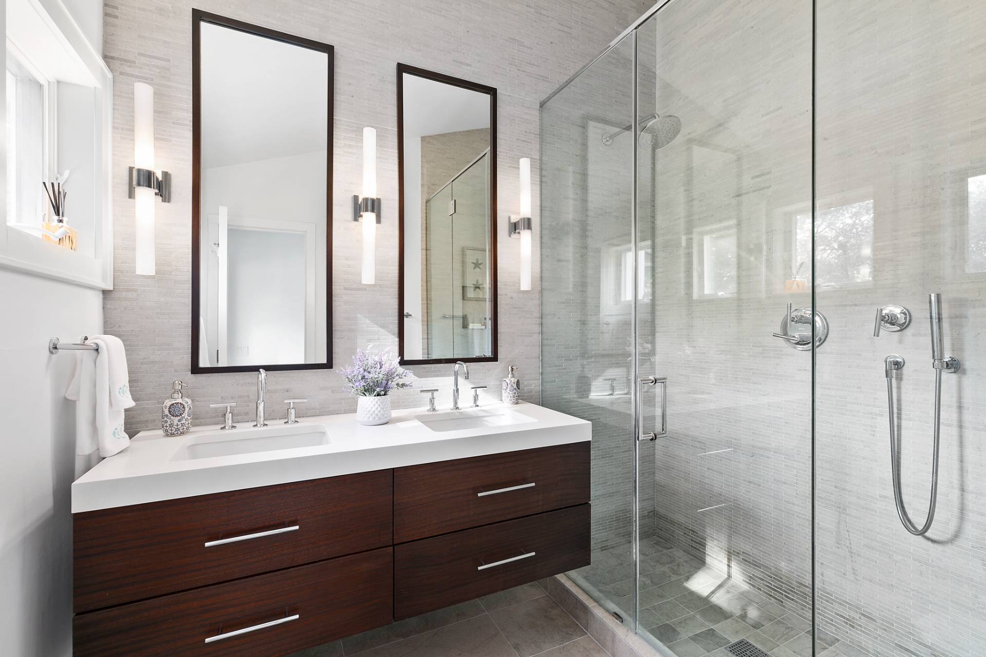 570 Rte 114 East Hampton, NY 11937 - Photo 11 of 30 a bathroom with a double vanity sink mirror and double