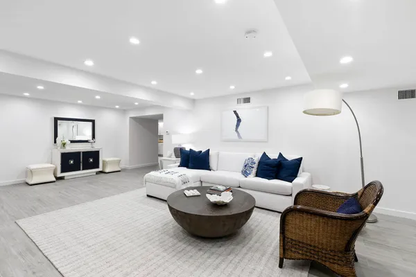 a living room with furniture and a couch