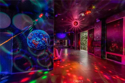 a view of an chairs in front of building