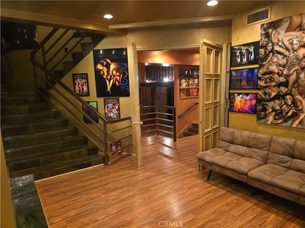 a hallway with wooden floor