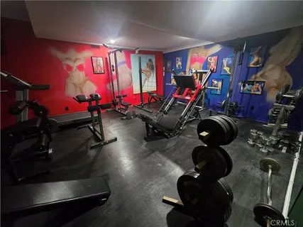 a room with gym equipment