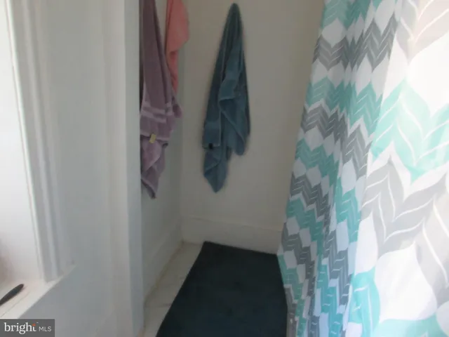 a close up of a shower curtain