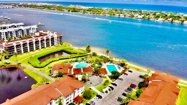 a view of a swimming pool with an outdoor space