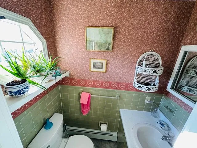 a bathroom with a sink mirror and vanity