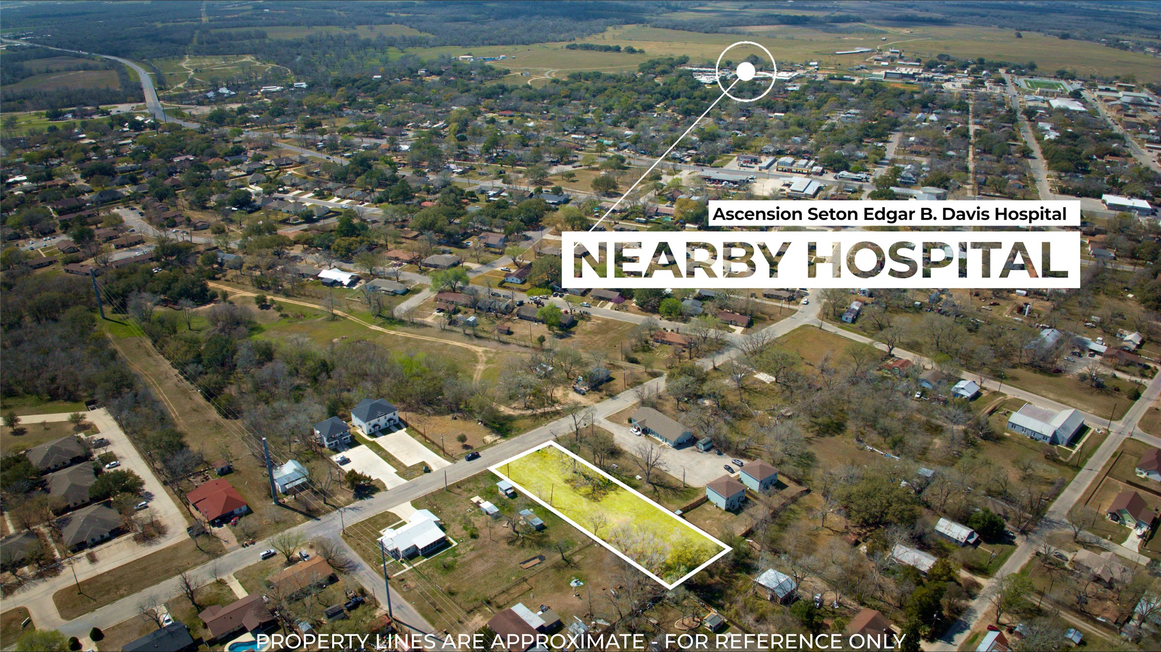 1037 East Milam Street Luling, TX 78648 - Photo 7 of 17 Aerial view of property's location with property parcel outlined