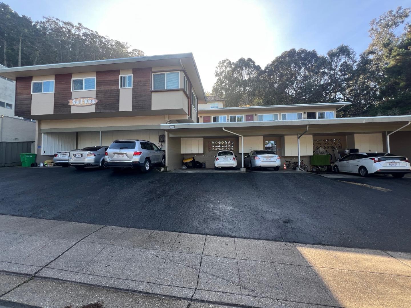 a car parked in front of a building