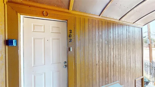 a view of a wooden door