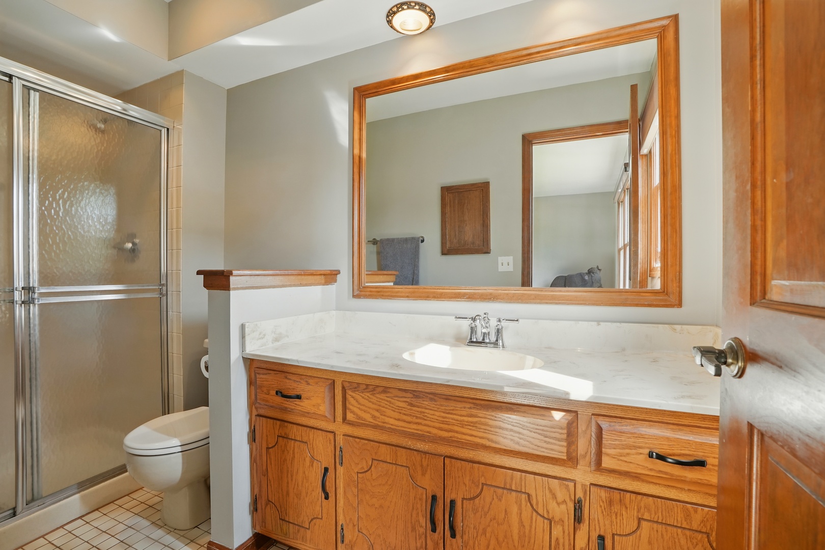 1844 Slippery Rock Road Naperville, IL 60565 - Photo 20 of 39 a bathroom with a granite countertop sink toilet and mirror