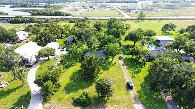 a view of a lake with a houses