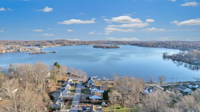 a view of a city and lake