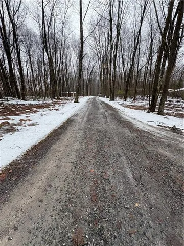 a view of road with snow on the road
