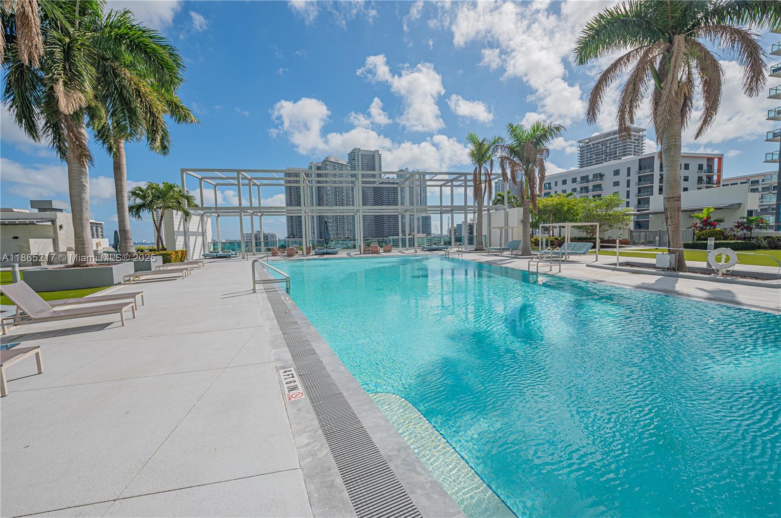 3301 Northeast 1st Avenue, Unit M0703 Miami, FL 33137 - Photo 12 of 48 a view of a swimming pool with a yard and palm trees