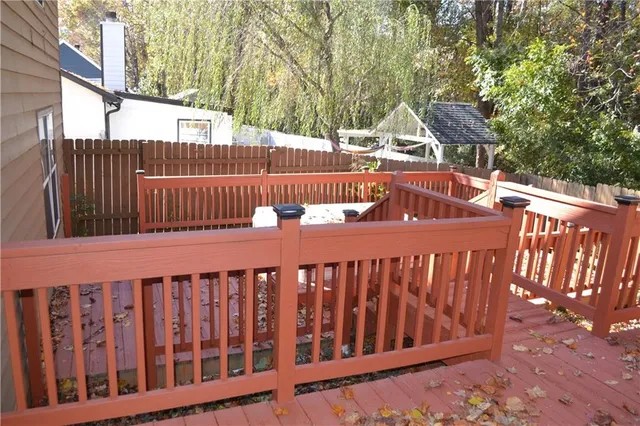 a view of a wooden deck